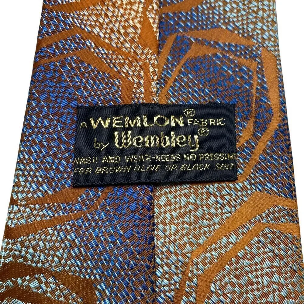 Vtg Wembley Men's Tie Necktie Wide Wemlon Polyester Purple Orange Blue Mod Disco